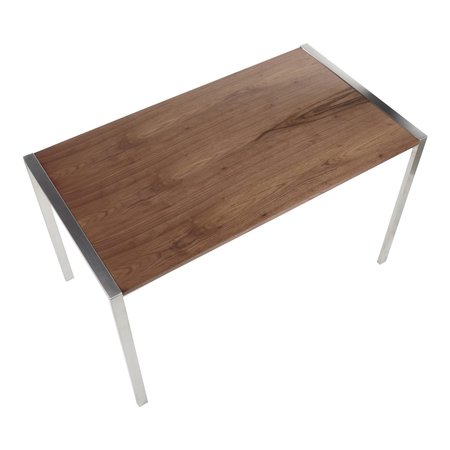 Lumisource Fuji Modern Dining Table in Stainless Steel with Walnut Wood Top DT-FUJ4728 SSWL